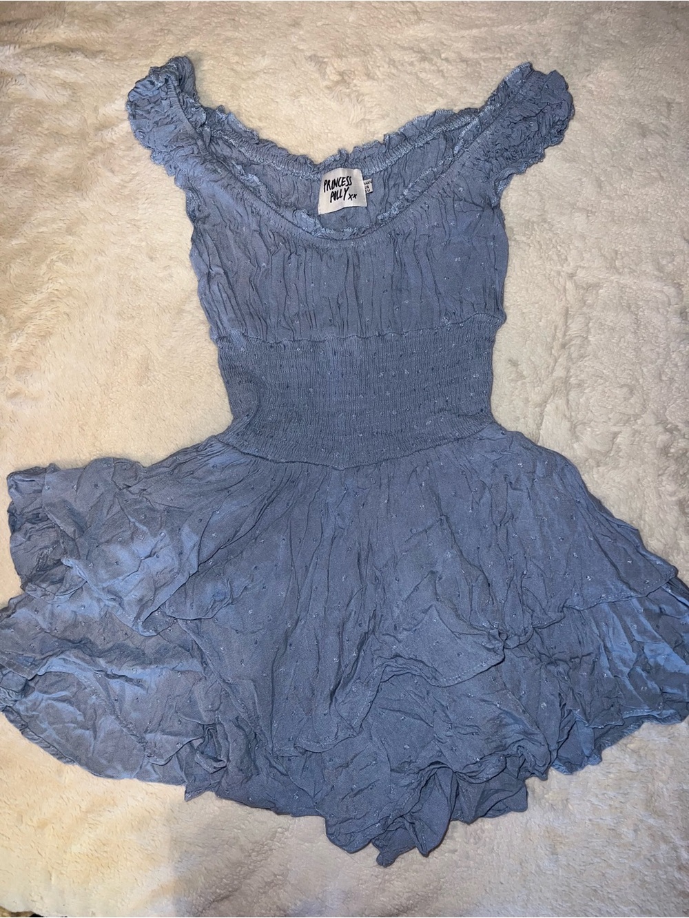 Princess Polly Dusty Blue Ruffled Romper